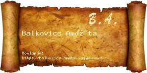 Balkovics Amáta névjegykártya